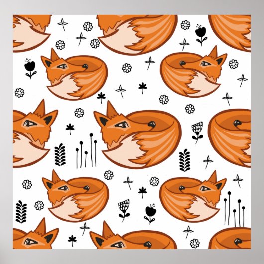 Nahtloses skandinavisches Muster. Kinderhintergrun Poster (Vorne)