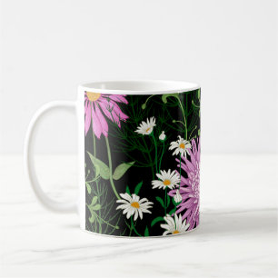 Nahtloses Sommermuster. Wilde Blume Kamille, h Kaffeetasse