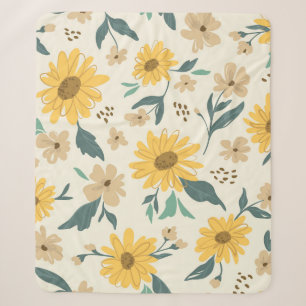 Nahtloses Sonnenblumenmuster. Gelbe Margerite auf Sherpadecke
