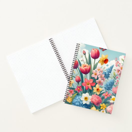 Nahtloses Spring Garden Notebook Notizblock (Innenseite)