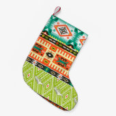 Nahtloses Stammmuster mit geometrischen Elementen Kleiner Weihnachtsstrumpf (Vorderansicht (hängend))