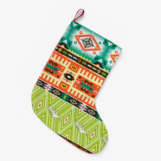 Nahtloses Stammmuster mit geometrischen Elementen Kleiner Weihnachtsstrumpf (Vorderansicht (hängend))