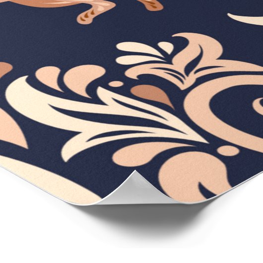 Nahtloses symmetrisches Muster im Damaskasstil. Poster (Ecke)