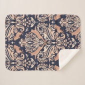 Nahtloses symmetrisches Muster im Damaskasstil.  Sherpadecke (Vorderseite (Horizontal))