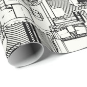 Nahtloses technisches Muster mit Schneckengetriebe Geschenkpapier (Rolleneckpunkt)