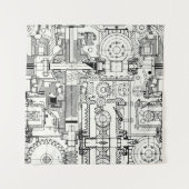 Nahtloses technisches Muster mit Schneckengetriebe Wandteppich (Vorderseite (Horizontal))