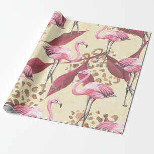 Nahtloses tropisches Muster mit rosa Flamingo, Blä Geschenkpapier
