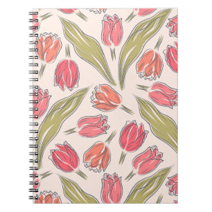 Nahtloses Tulip Floral Pattern - Vintag botanisch Notizblock