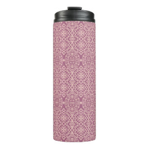 Nahtloses Vintag lackiertes Beige - lila Hintergru Thermosbecher