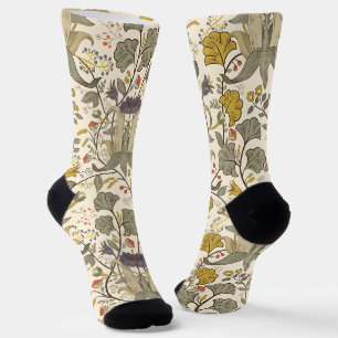 Nahtloses vintage Blumenmuster auf cremefarbenem H Socken