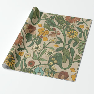 Nahtloses vintage botanisches Muster Geschenkpapier