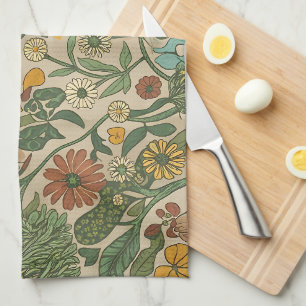 Nahtloses vintage botanisches Muster Geschirrtuch