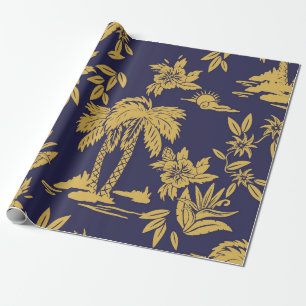 Nahtloses Vintage-Design mit Hawaii, tropisch Geschenkpapier
