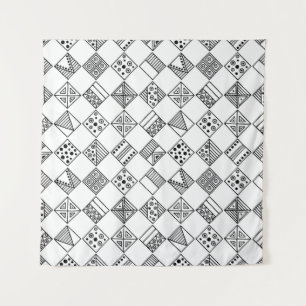 Nahtloses Vintage-Muster. Schwarz-weiße Geometrie Wandteppich