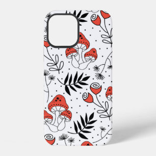 Nahtloses vintage-Pilz-Pilz-Wiederholungsmuster. L iPhone 12 Hülle