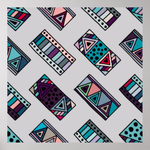 Nahtloses Vintages Muster. geometrischer Hintergru Poster