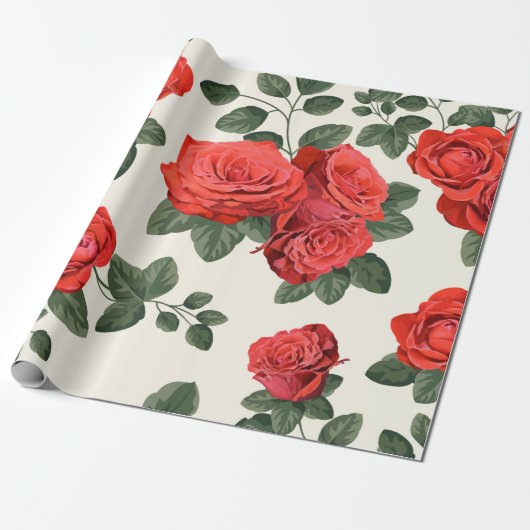 Nahtloses Vintages Muster mit Rose Geschenkpapier (Ungerollt)