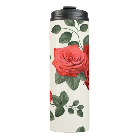 Nahtloses Vintages Muster mit Rose Thermosbecher (Vorderseite)