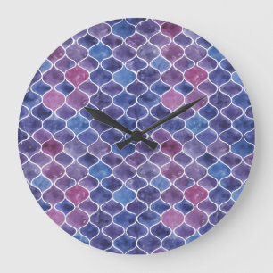 Nahtloses Violett-Muster Große Wanduhr