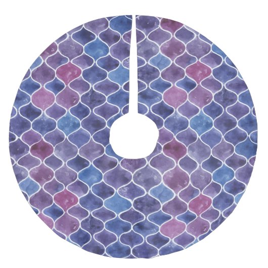 Nahtloses Violett-Muster Polyester Weihnachtsbaumdecke (Vorderseite)