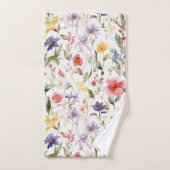 Nahtloses Wasserfarben-Blumenmuster Badhandtuch Set (Handtuch)