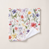 Nahtloses Wasserfarben-Blumenmuster Badhandtuch Set (Waschlappen)
