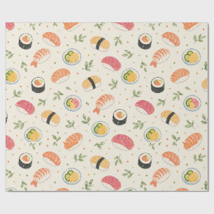 Nahtloses Wasserfarbmuster mit Nigiri-Sushi-Rolle Geschenkpapier