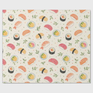 Nahtloses Wasserfarbmuster mit Nigiri-Sushi-Rolle Geschenkpapier
