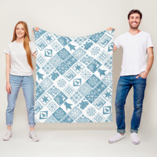 Nahtloses Weihnachts-Patchwork-Schneeflocken-Butto Fleecedecke