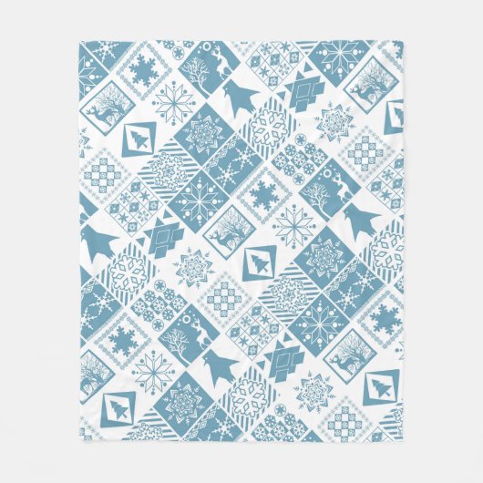 Nahtloses Weihnachts-Patchwork-Schneeflocken-Butto Fleecedecke (Vorderseite)