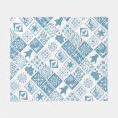 Nahtloses Weihnachts-Patchwork-Schneeflocken-Butto Fleecedecke (Vorderseite (Horizontal))