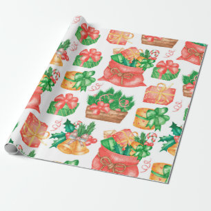 Nahtloses Weihnachts- und Neujahrsmuster mit einem Geschenkpapier