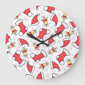 Nahtloses Weihnachtsmuster, festliches Design. Große Wanduhr
