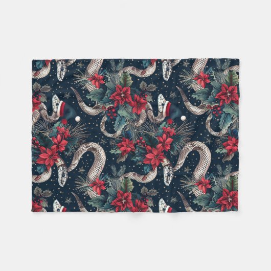 Nahtloses Weihnachtsmuster Fleecedecke (Vorderseite (Horizontal))