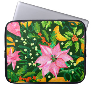 Nahtloses Weihnachtsmuster in Aquarellfarbe mit Po Laptopschutzhülle