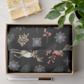 Nahtloses Weihnachtsmuster mit Hirschen und Bullfi Seidenpapier (Geschenk)