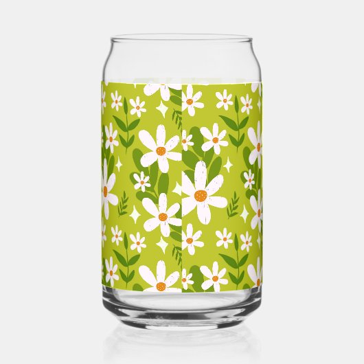 Nahtloses weißes Daisy-Muster Dosenglas (Rechts)