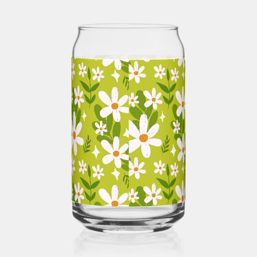 Nahtloses weißes Daisy-Muster Dosenglas (Links)