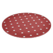 Nahtloses weißes Polka-Punktmuster im roten Hinter Schneidebrett (Ecke)