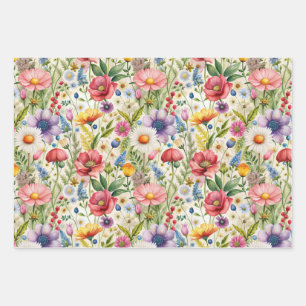 Nahtloses Wildblumen-Muster Möbel-Decoupage  Geschenkpapier Set