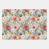 Nahtloses Wildblumen-Muster Möbel-Decoupage Geschenkpapier Set (Vorderseite 3)