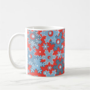 Nahtloses Winter Blau Korallen Muster Schneeflocke Kaffeetasse