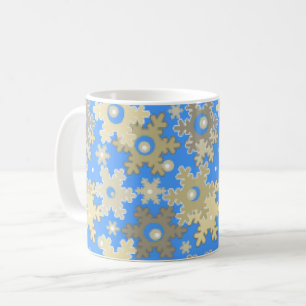 Nahtloses Winter hellblau-beiges Muster Schneefloc Kaffeetasse