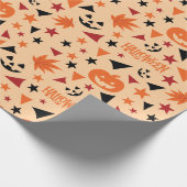 Nahtloses Wrapping Paper: Pumpkin, Stars und Leaf Geschenkpapier (Ecke)