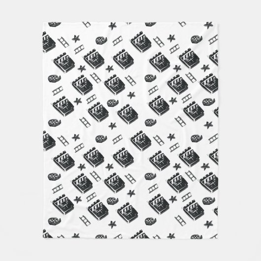 Nahtloses Ziakmuster mit Kinosymbolen und Klatsch Fleecedecke (Vorderseite)