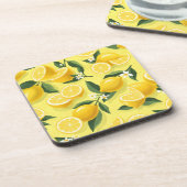 Nahtloses Zitronenmuster Getränkeuntersetzer (Linke Seite)