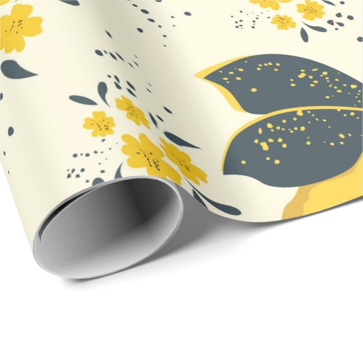 Nahtloses Zitrusmuster mit farbiger gelber Zitrone Geschenkpapier (Rolleneckpunkt)