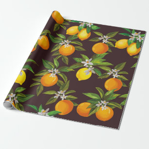 Nahtloses Zitrusmuster. Vintage Keule Geschenkpapier