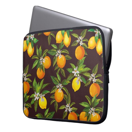 Nahtloses Zitrusmuster. Vintage Keule Laptopschutzhülle (Vorderseite Links)