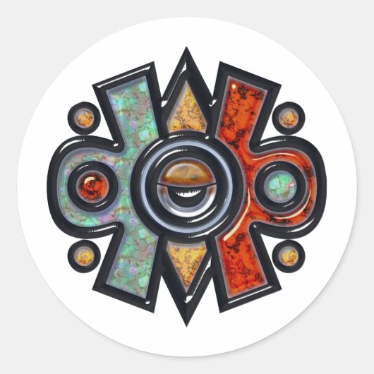 Nahui Ollin Runder Aufkleber (Vorderseite)